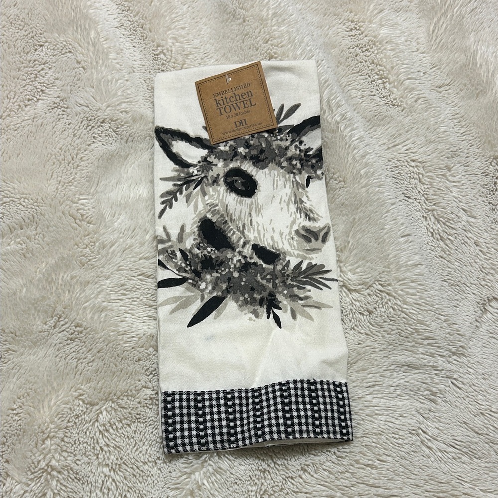 Black and White Etched Towel